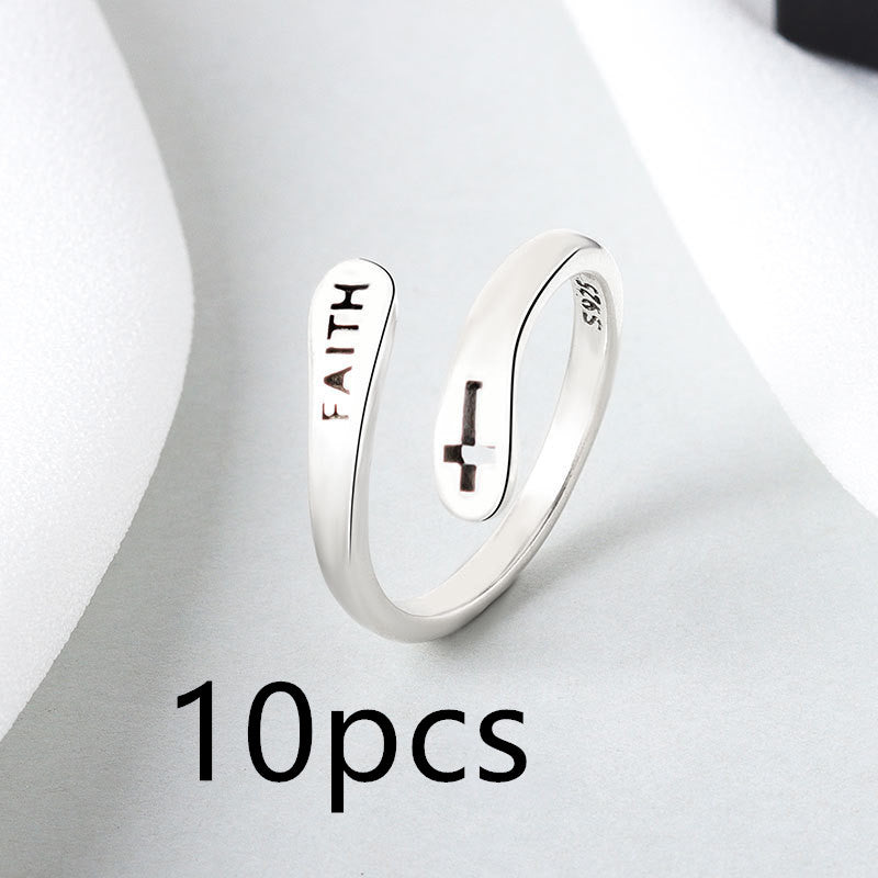 Women's Copper Faith Ring Silver Ring
