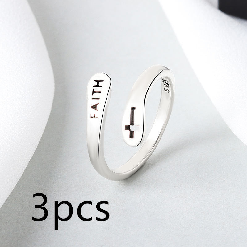 Women's Copper Faith Ring Silver Ring