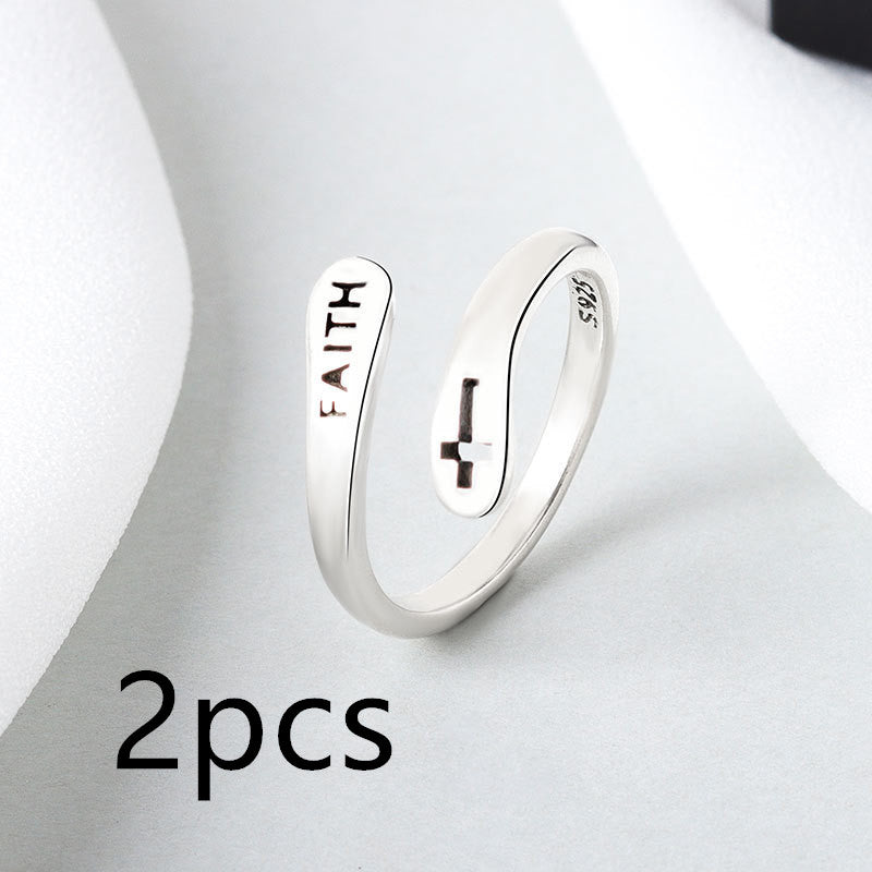 Women's Copper Faith Ring Silver Ring