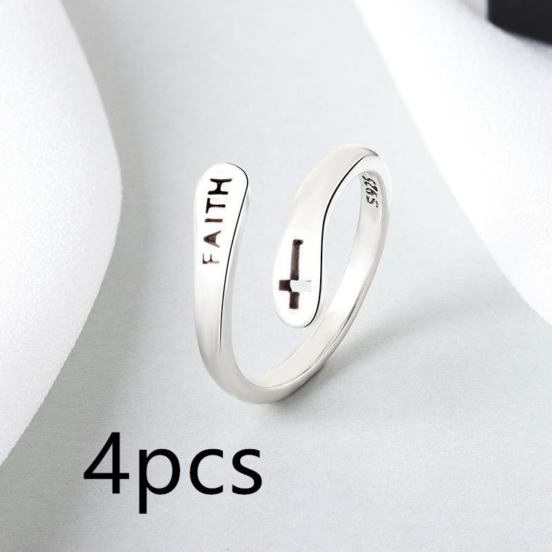Women's Copper Faith Ring Silver Ring