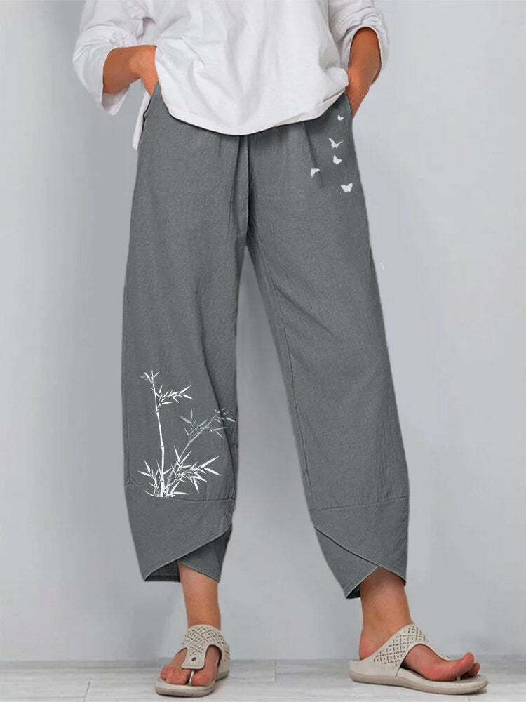 Freedom Loose Earth Baggy Pants Ladies Elastic Waist Casual Wear