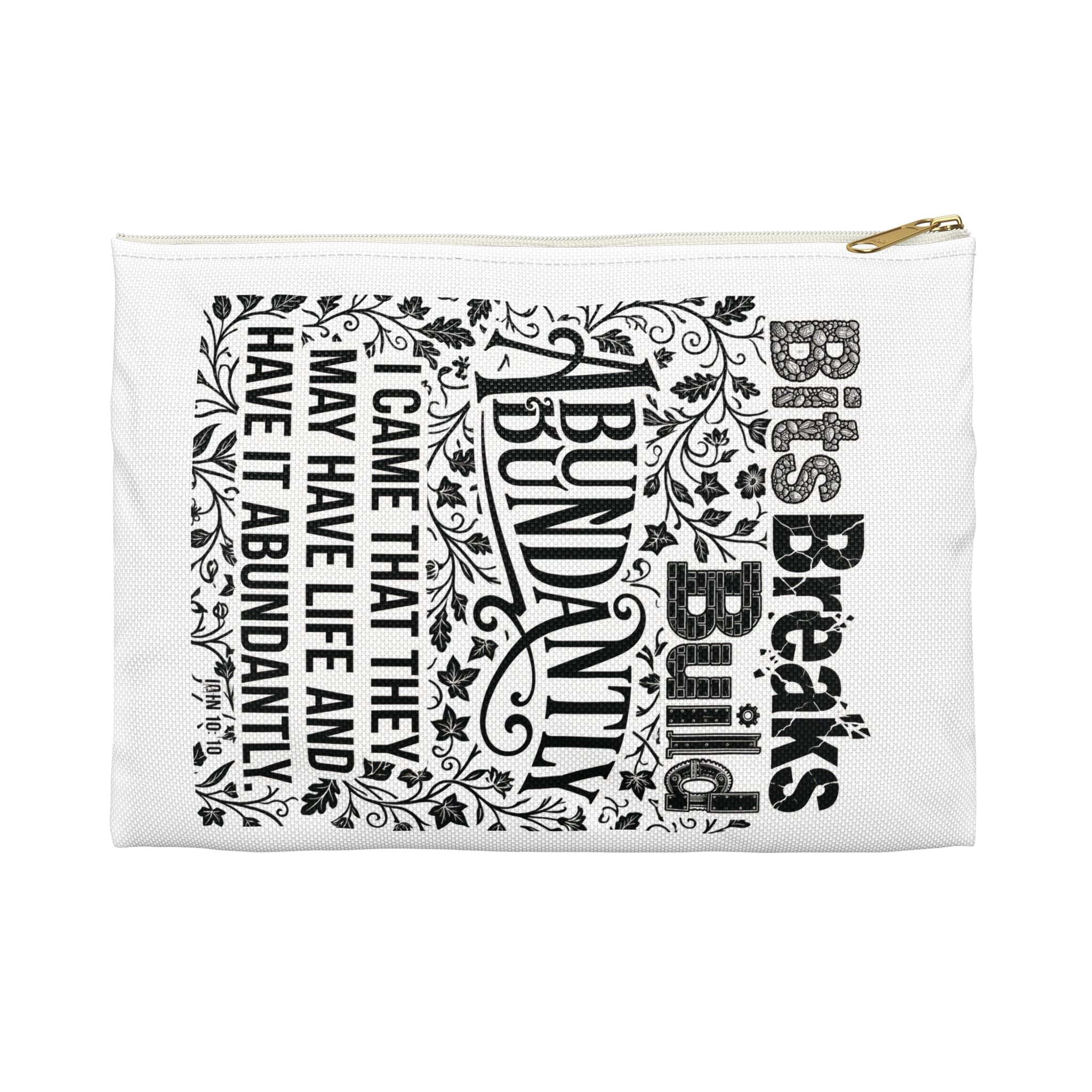 John 10:10 Abundant Life Accessory Pouch | Christian Makeup & Bible Study Bag | ST. VON'S FLAIR