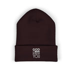 Embroidered  God Hears Cuffed Beanie - Knitted  Cap Warm Knit Winter Hat