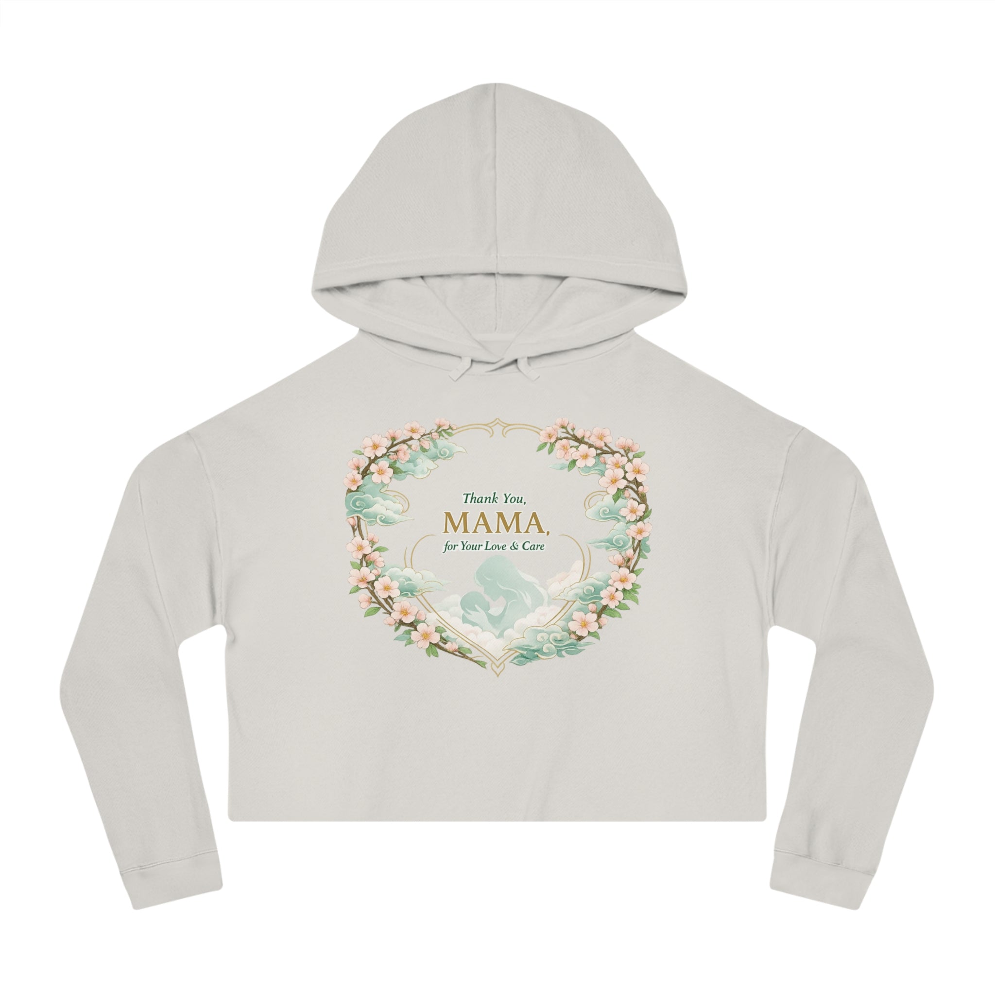 A Mother's Embrace — Women's Cropped Poetry Hoodie| Pullover Long Sleeve