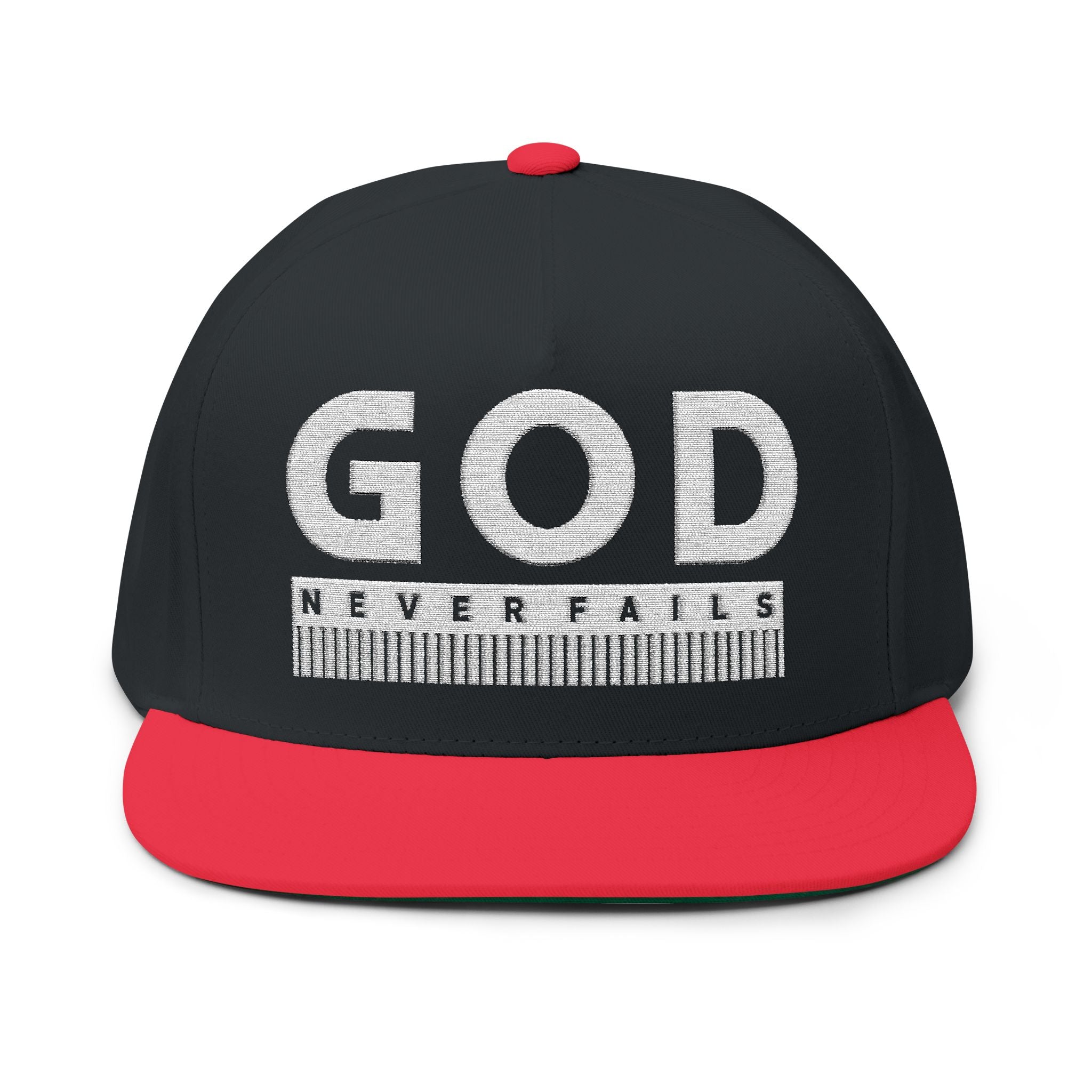 God Never Fails Embroidered Snapback Hat | Joshua 21:45 Faith Flat Bill Cap | ST. VON'S FLAIR