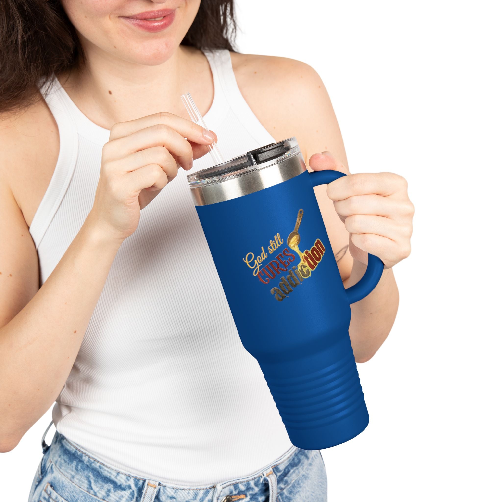 God Still Cures Addiction | 40oz Insulated Travel Mug | ST. VON'S FLAIR
