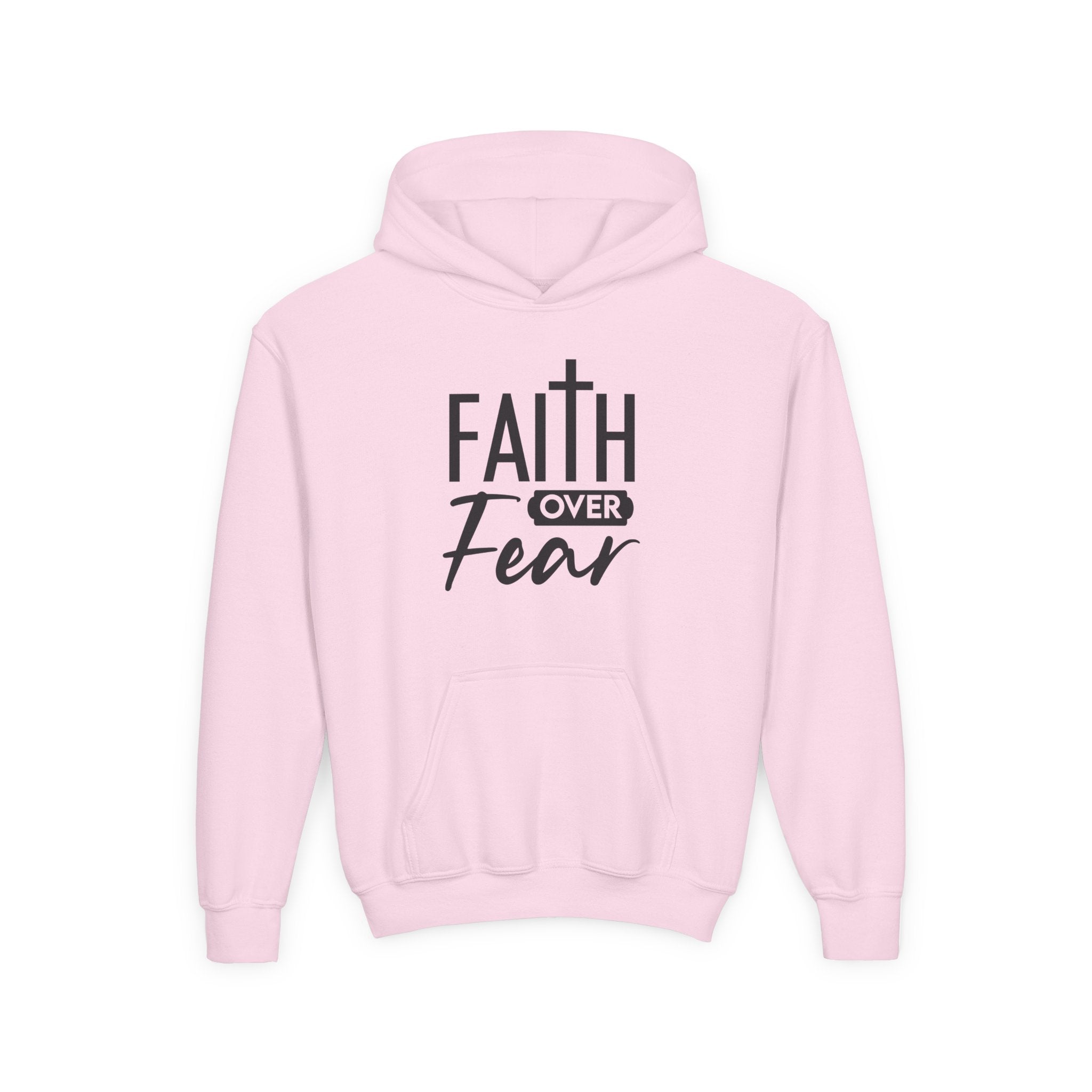 Youth Faith Over Fear Hoodie Kangaroo Pouch Active Wear