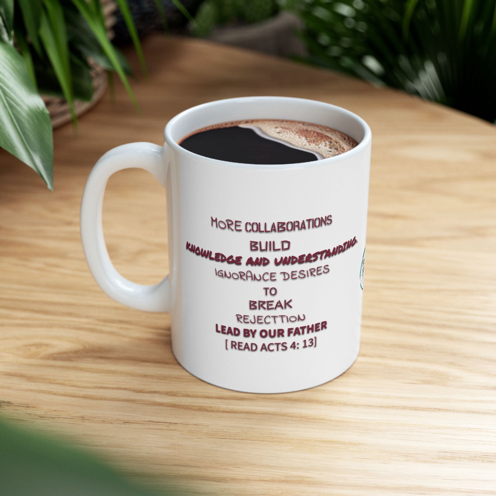 Maroon Encouragement for Breaks Build Acts 4:13 Ceramic Mug 11oz Soulful Delights