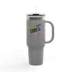 40oz Insulated Travel Mug – "God Sees, Cures, and Loves" Inspirational Tumbler
