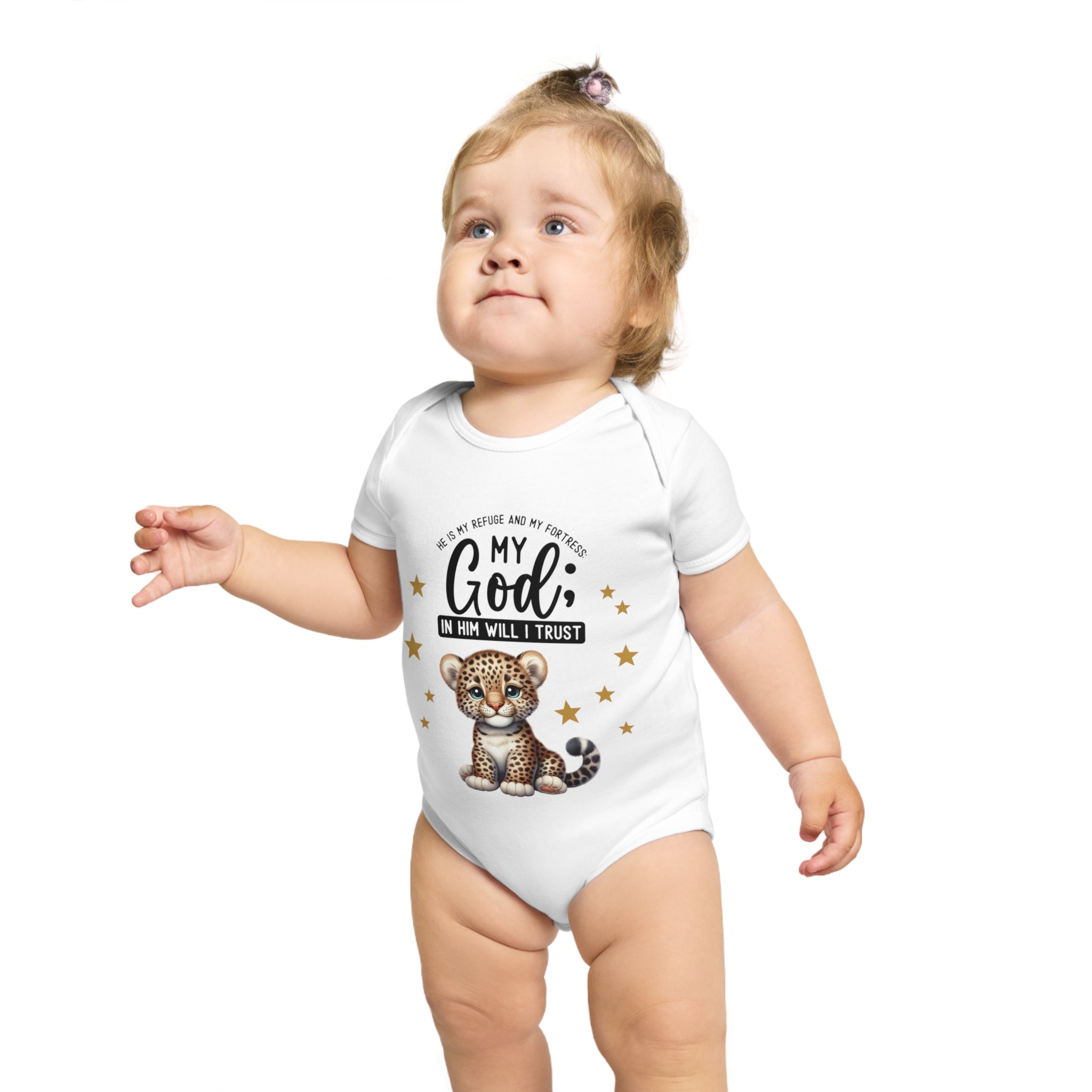 Toddler 1 Piece My God Baby Bodysuit - Trust in Him - Cute Muskrat Designed Onesies