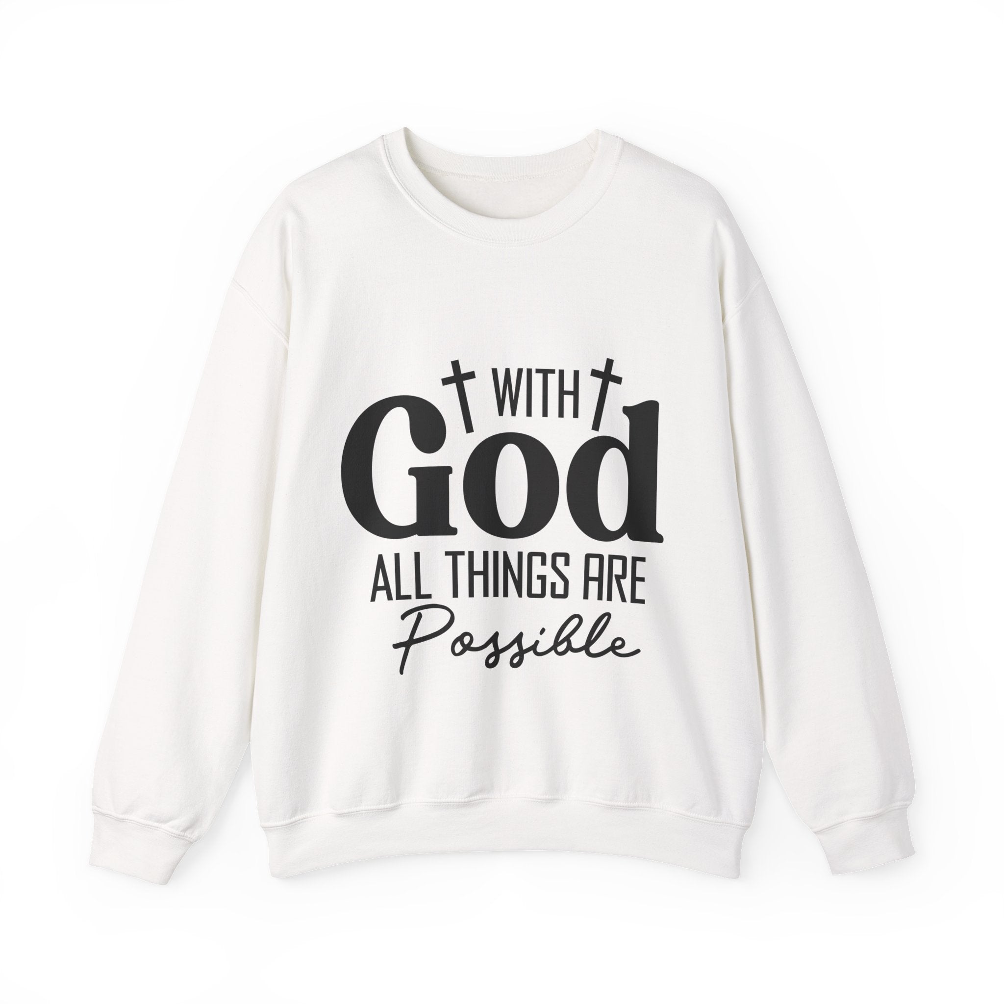 Christian All Things Are Possible Unisex Heavy Blend™ Crewneck Sweatshirt Unisex Ultra Cotton Tee Curved Neck