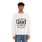 Christian All Things Are Possible Unisex Heavy Blend™ Crewneck Sweatshirt Unisex Ultra Cotton Tee Curved Neck
