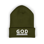 SEO Title: God Never Fails Embroidered Cuffed Beanie | Joshua 21:45 Faith Hat | ST. VON'S FLAIR