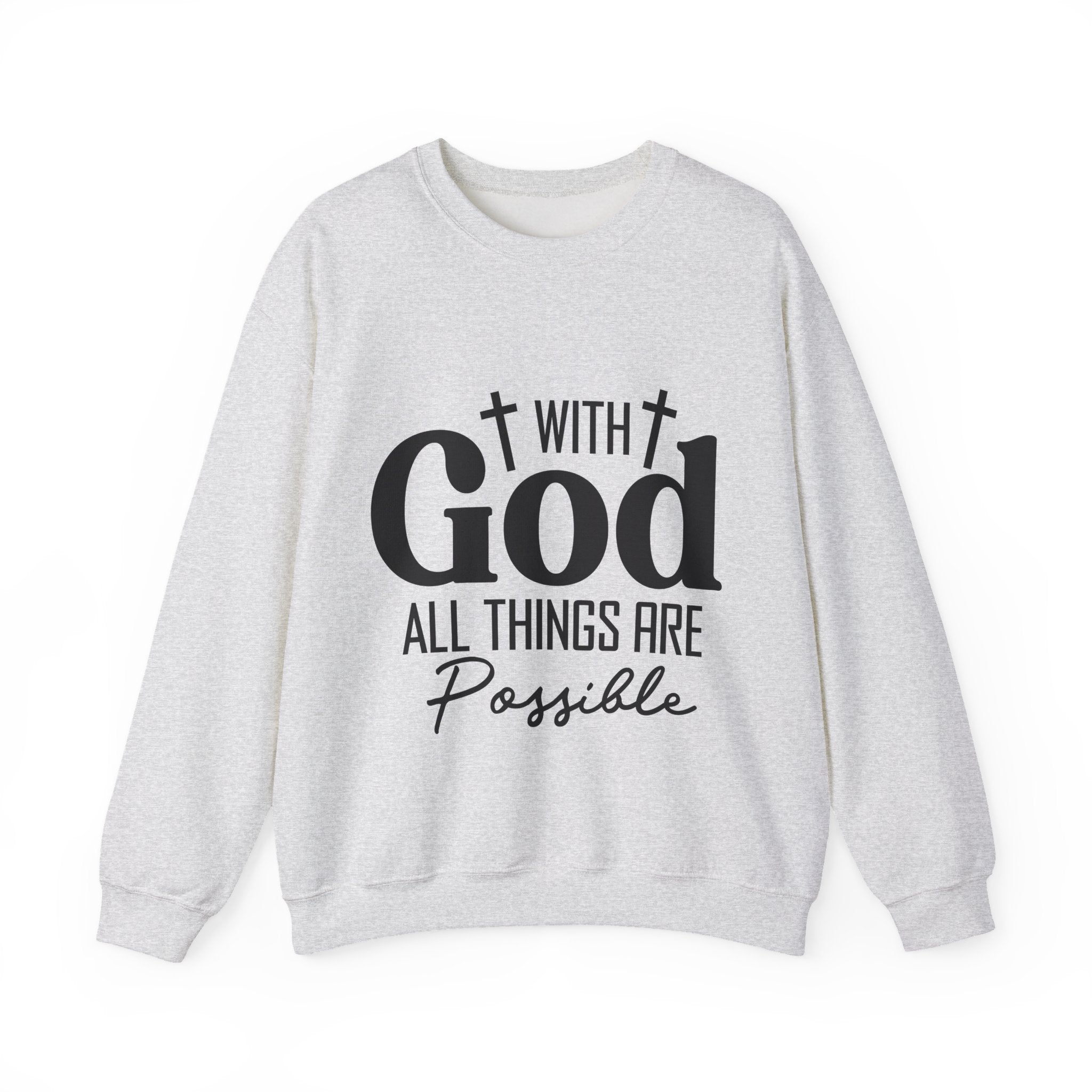 Christian All Things Are Possible Unisex Heavy Blend™ Crewneck Sweatshirt Unisex Ultra Cotton Tee Curved Neck