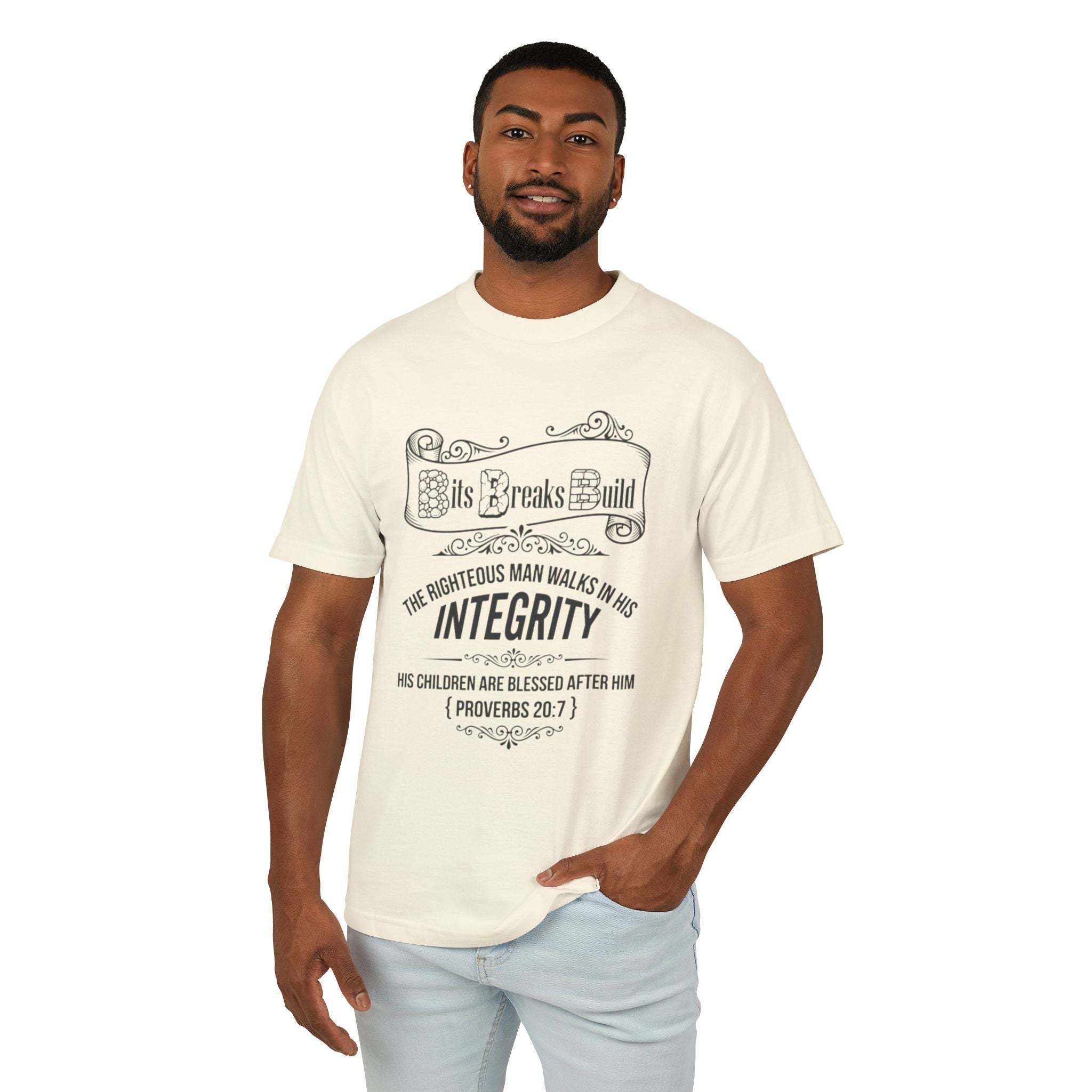 Proverbs 20:7 Bits & Breaks Build Integrity Tee | Faith-Based Scripture Shirt | ST. VON'S FLAIR