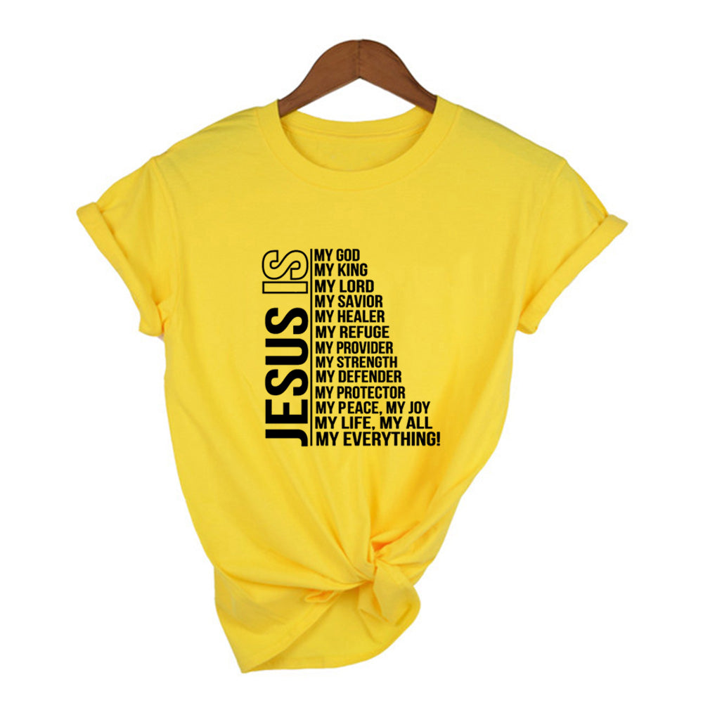 Christian Pull-Over Jesus Is Everything Short Sleeve Women Vintage Tops T -Shirt