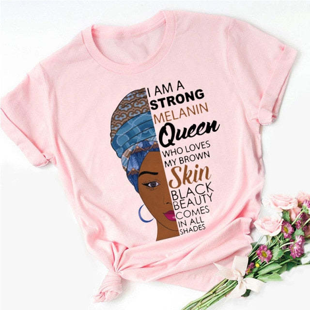 Strong African Faith T-Shirt Team Uniform Black American Queen