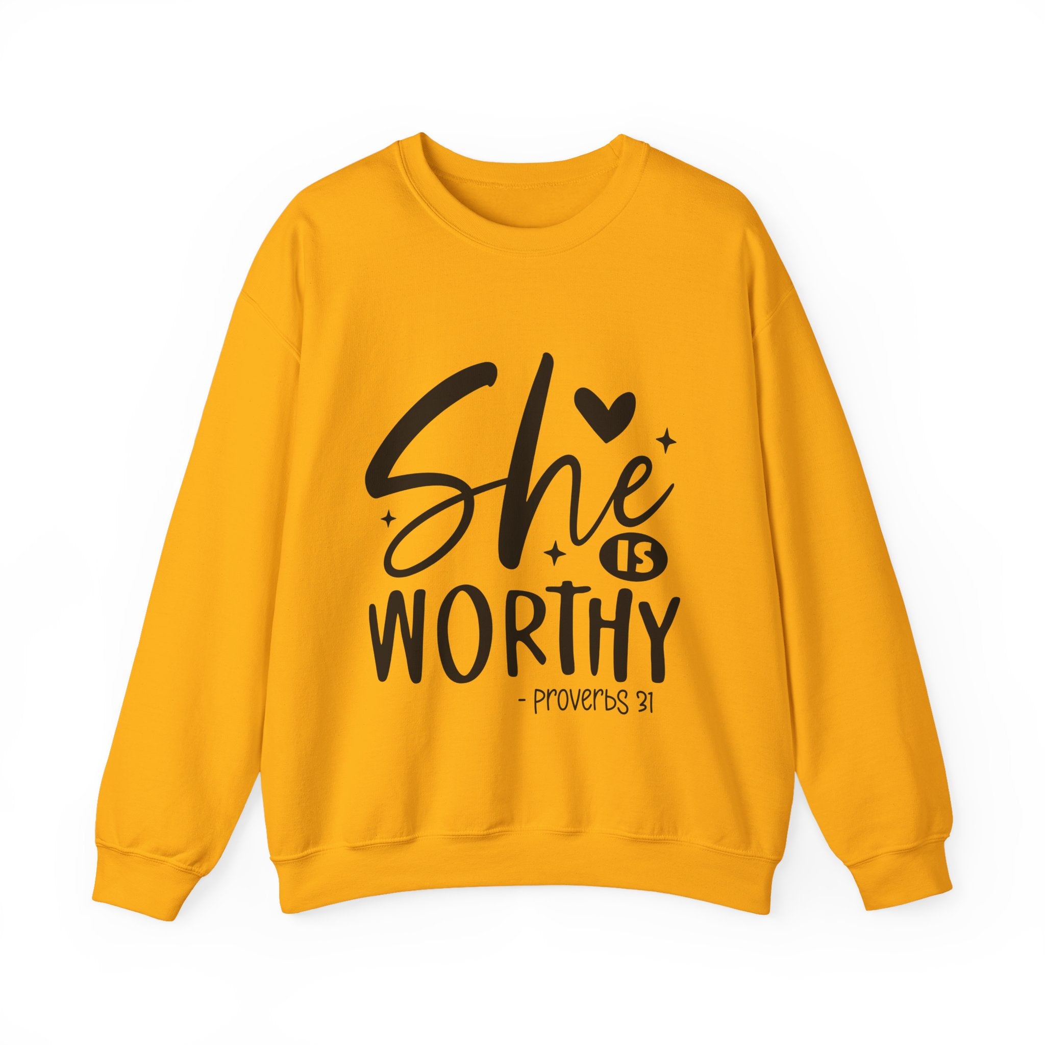 She is Worthy Proverbs Sweatshirt Unisex Curved Neck Fleece Crewneck Long Sleeve