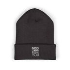 Embroidered  God Hears Cuffed Beanie - Knitted  Cap Warm Knit Winter Hat