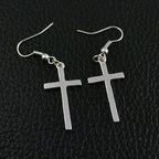 Faith Cross Dang Drop Simple Christian Cross Hook Earring