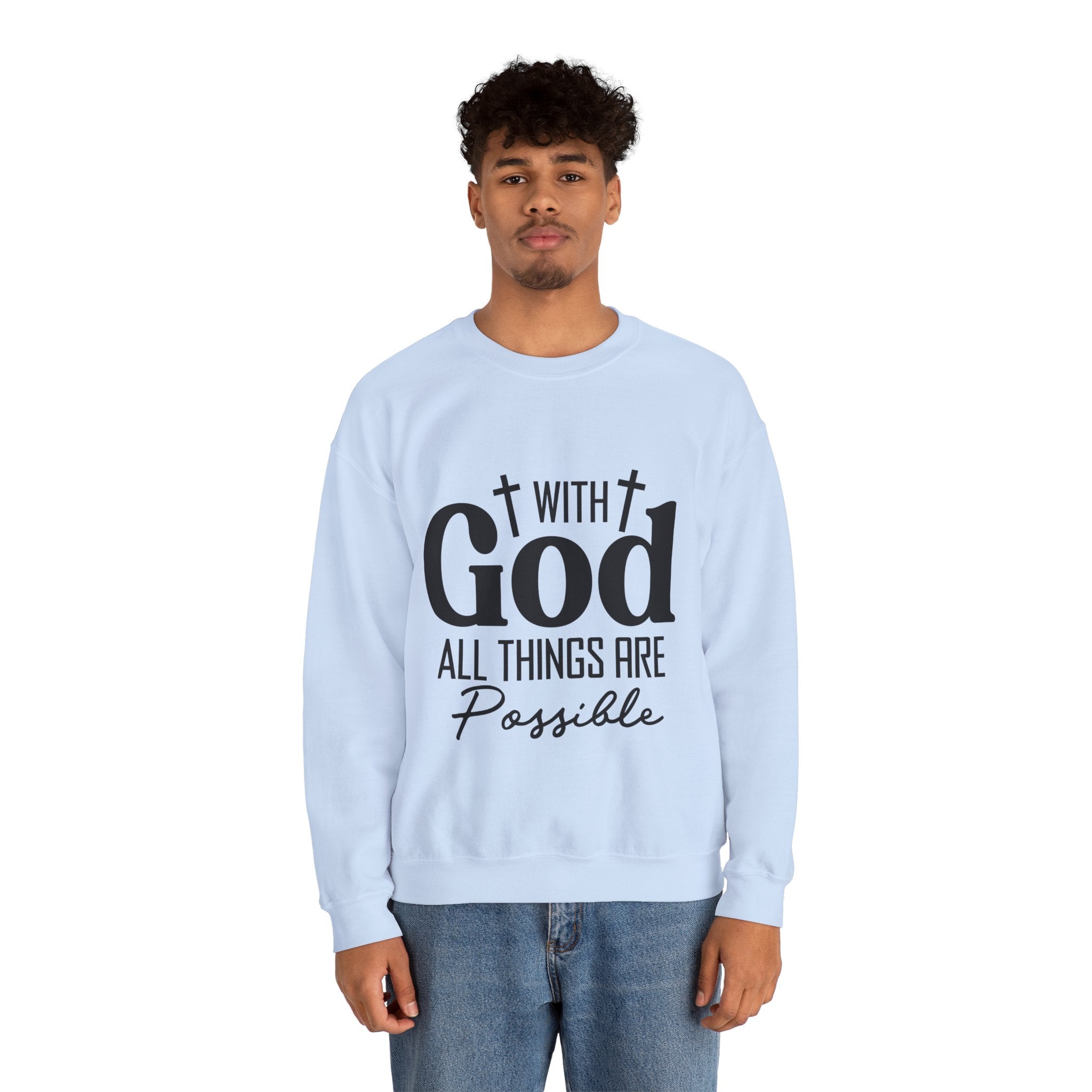 Christian All Things Are Possible Unisex Heavy Blend™ Crewneck Sweatshirt Unisex Ultra Cotton Tee Curved Neck
