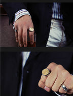 Christian Order Of  Benedict In Titanium And Bronze Ring