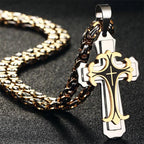 Men Jewelry Christian Trinity Latin Cross Necklace  Stainless Steel Three Layers Cross Pendants Necklaces Jewelry Gift