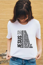 Christian Pull-Over Jesus Is Everything Short Sleeve Women Vintage Tops T -Shirt