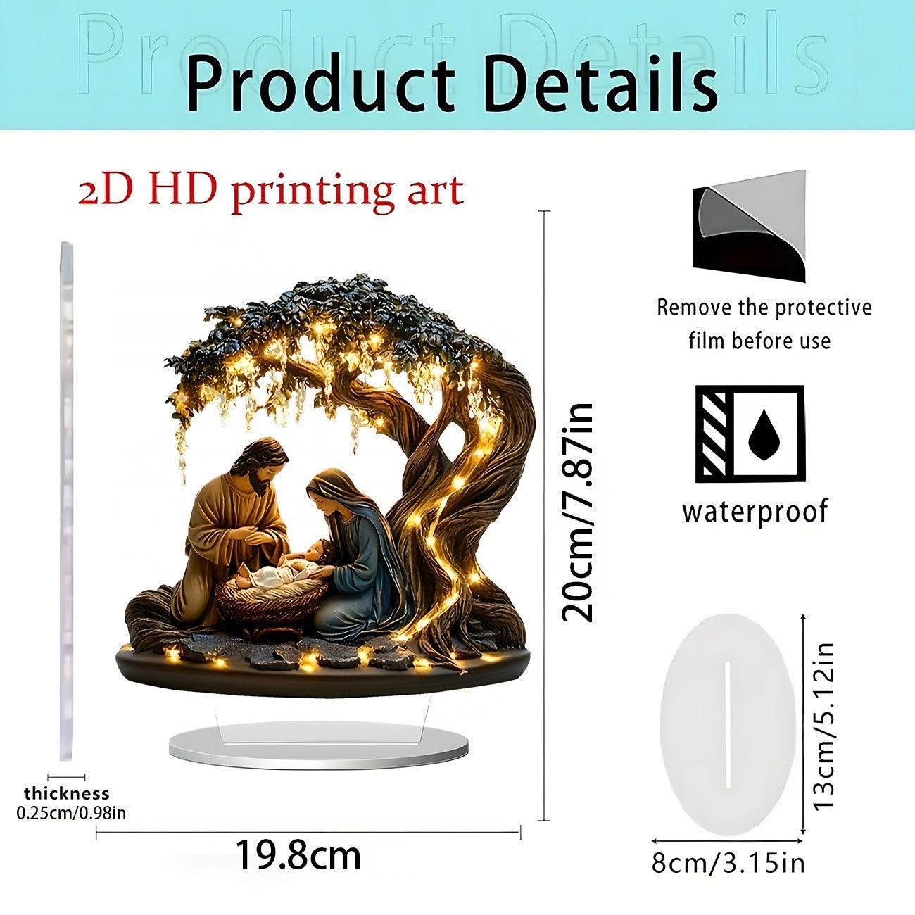 Lights Jesus Tree Of Life Acrylic Decorative Ornaments