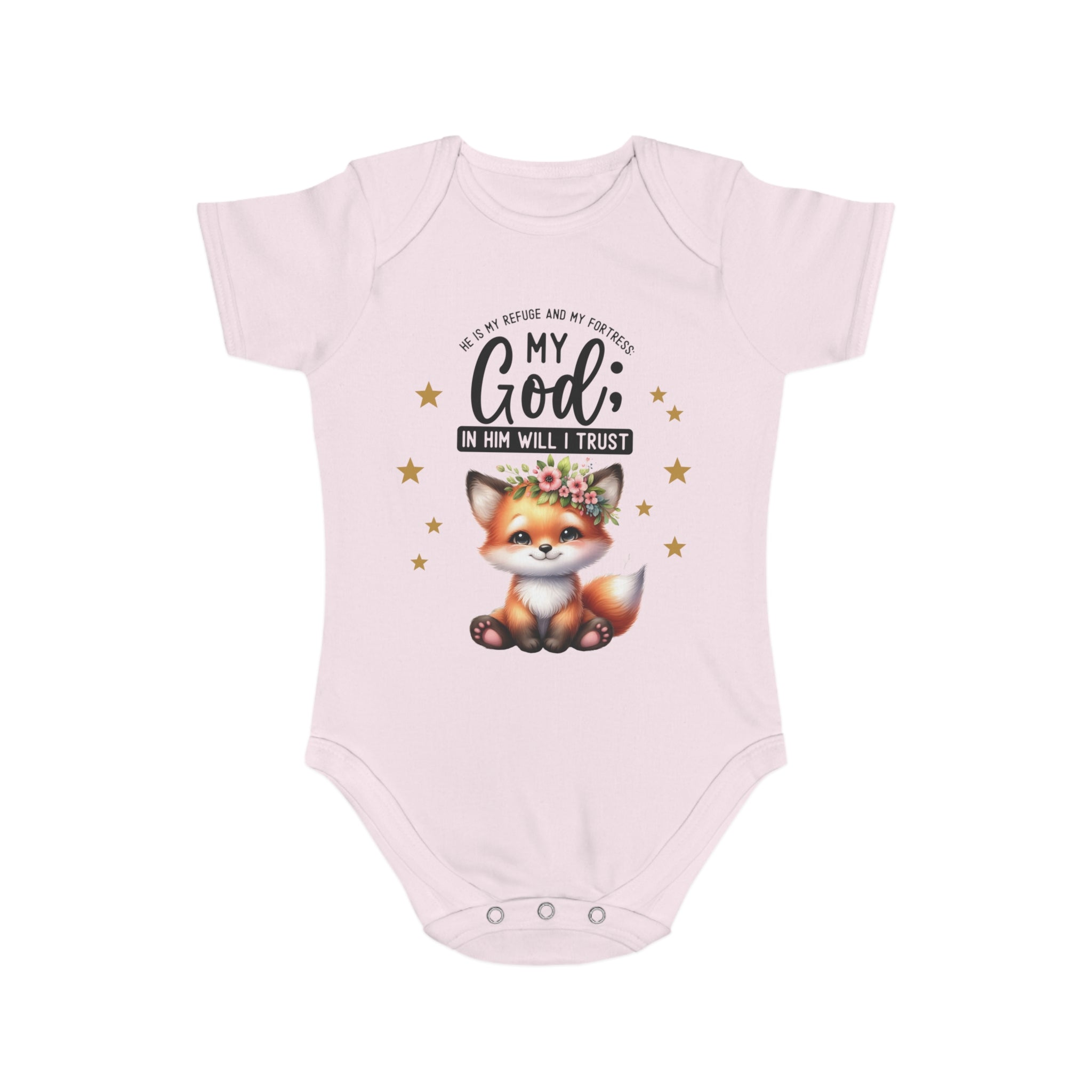 Toddler 1 Piece My God Baby Bodysuit - Trust in Him - Cute Fox Designed Onesies