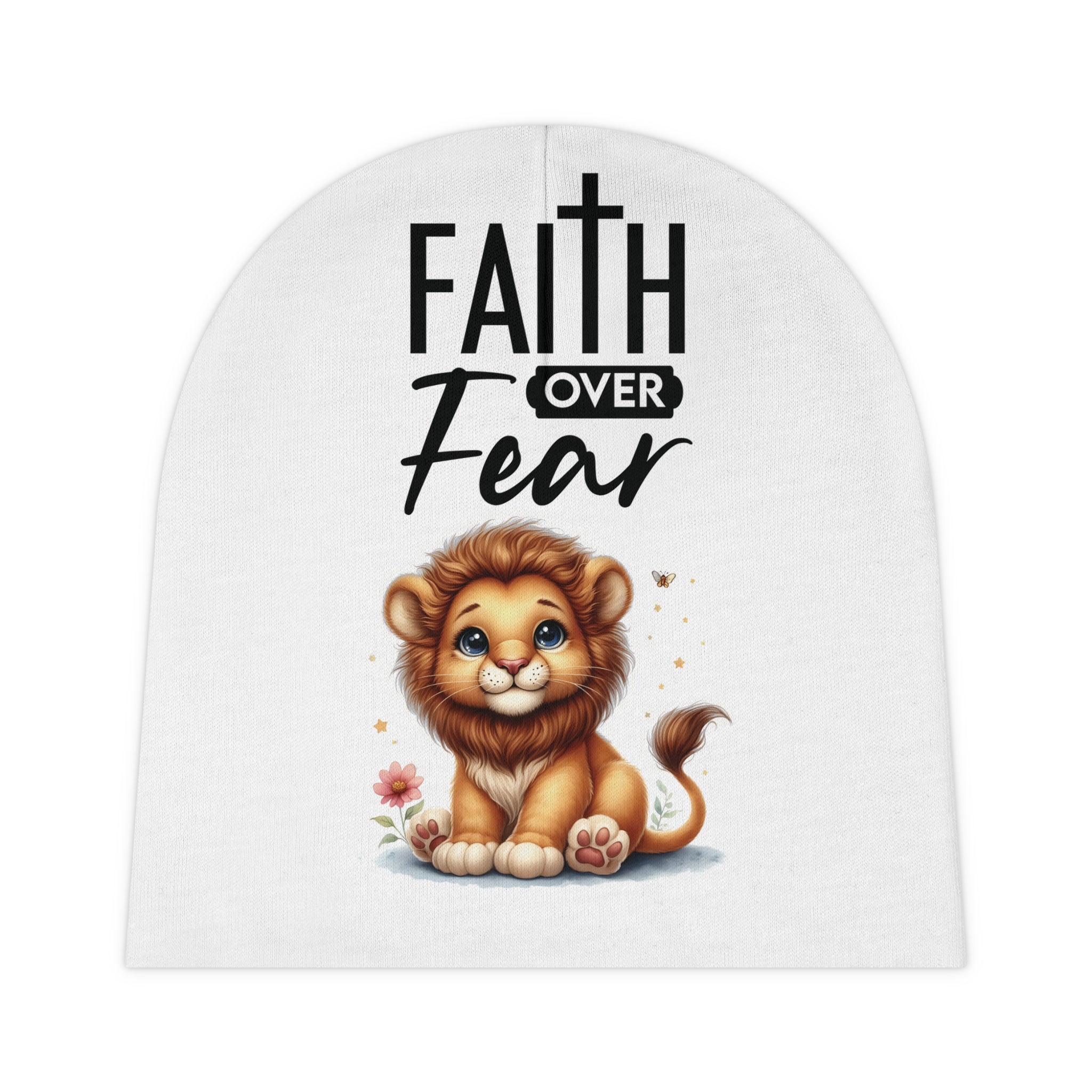 Little Bit of Faith Comfortable Lion Baby Beanie Winter Ski Hat Knitted Unisex Cuffed Covering for Infants