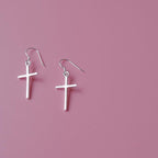 Faith Cross Dang Drop Simple Christian Cross Hook Earring