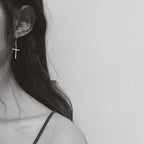 Faith Cross Dang Drop Simple Christian Cross Hook Earring