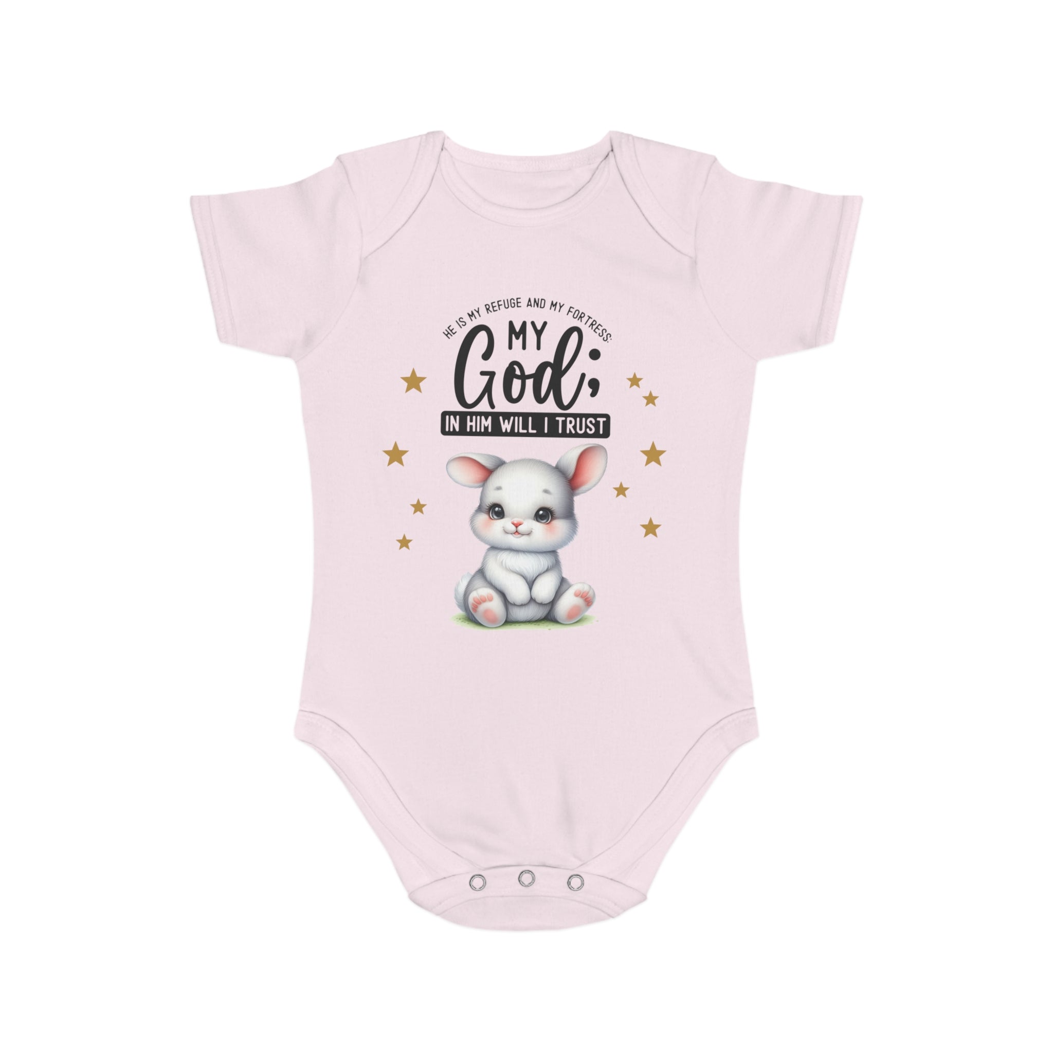 My God Baby Bodysuit - Trust in Him - Cute Bunny Baby Designed Onesies