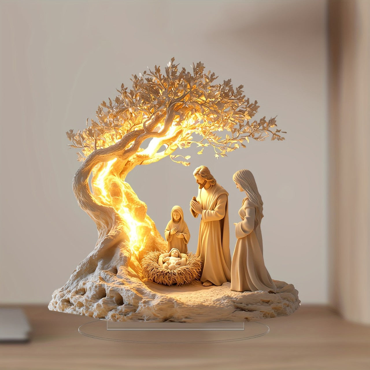 Lights Jesus Tree Of Life Acrylic Decorative Ornaments