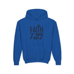 Youth Faith Over Fear Hoodie Kangaroo Pouch Active Wear