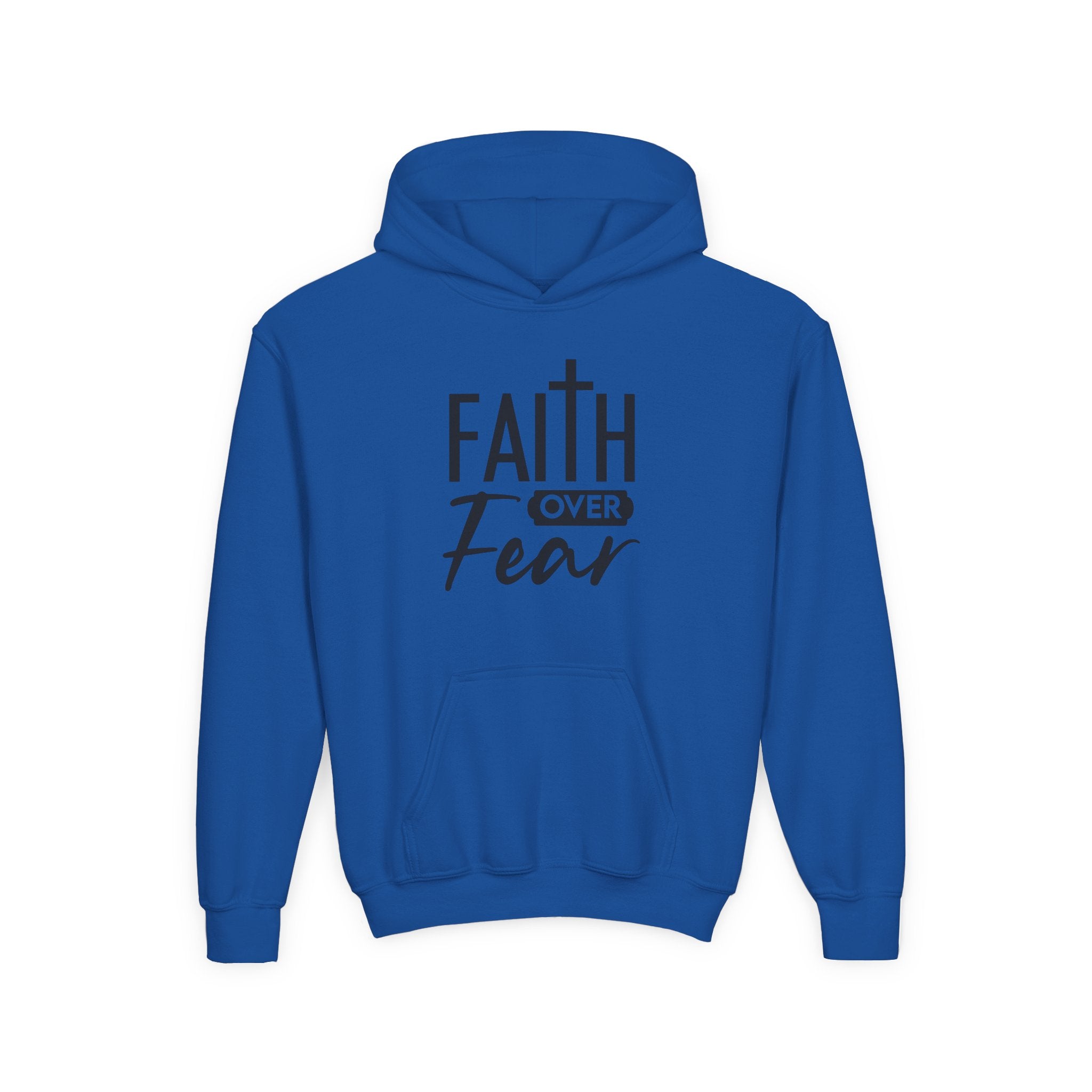 Youth Faith Over Fear Hoodie Kangaroo Pouch Active Wear