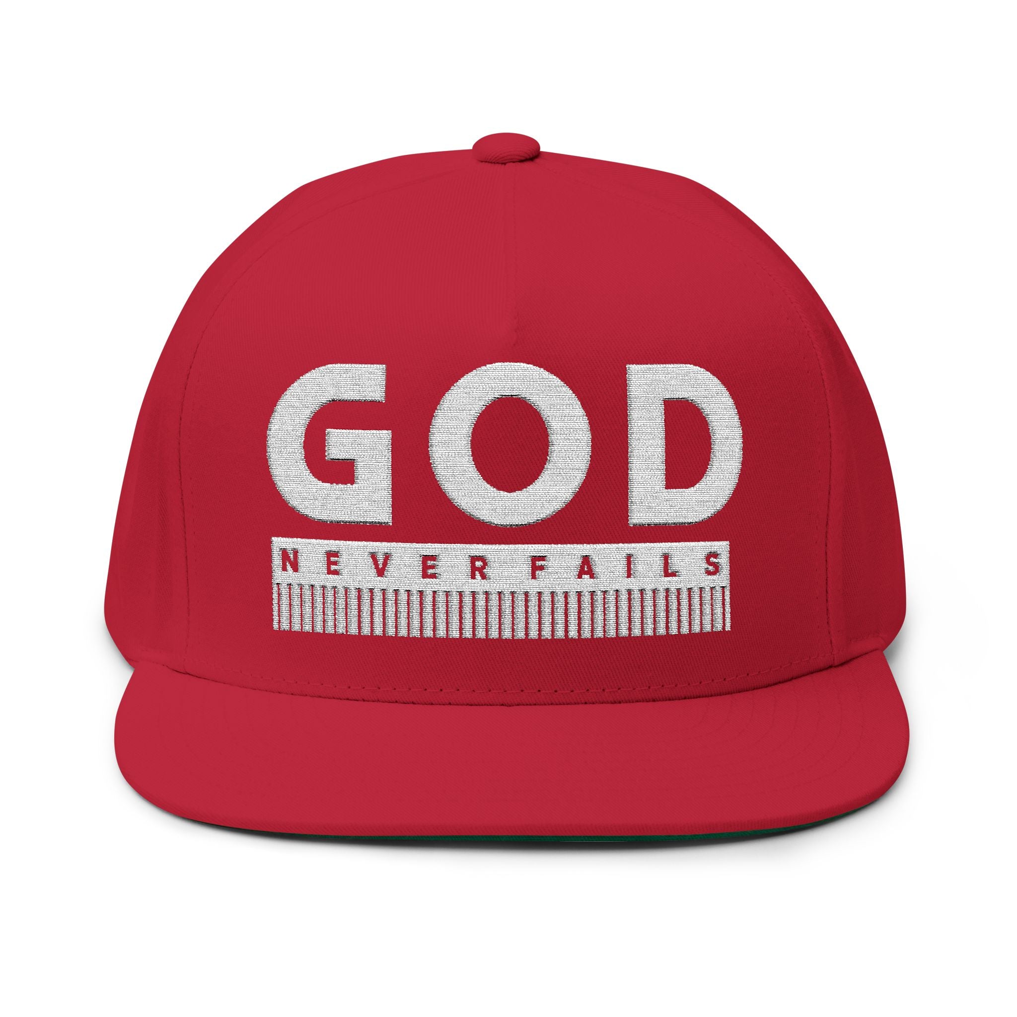 God Never Fails Embroidered Snapback Hat | Joshua 21:45 Faith Flat Bill Cap | ST. VON'S FLAIR