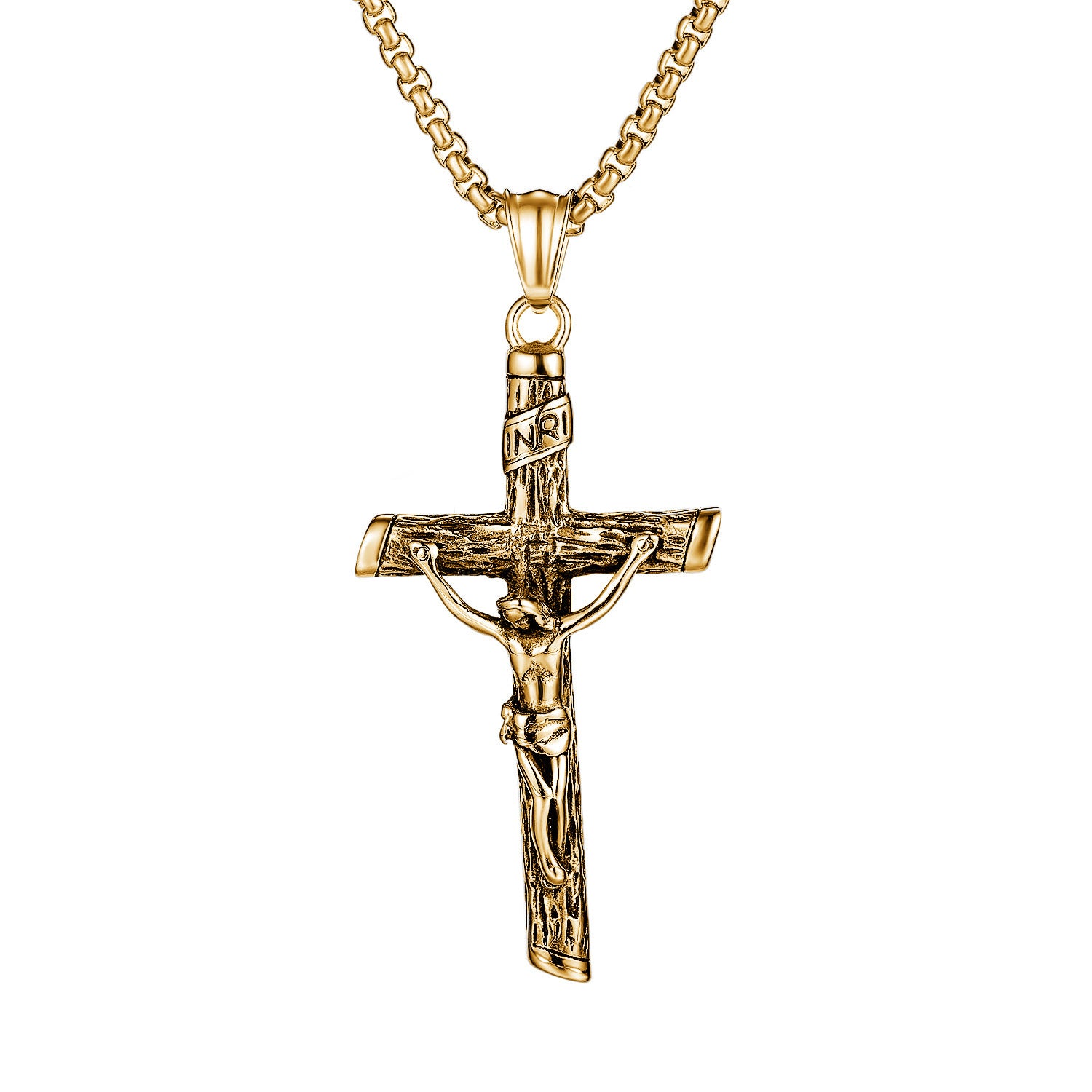 Christian Jesus Cross Pendant Religion Classic Unisex Titanium Steel Necklace