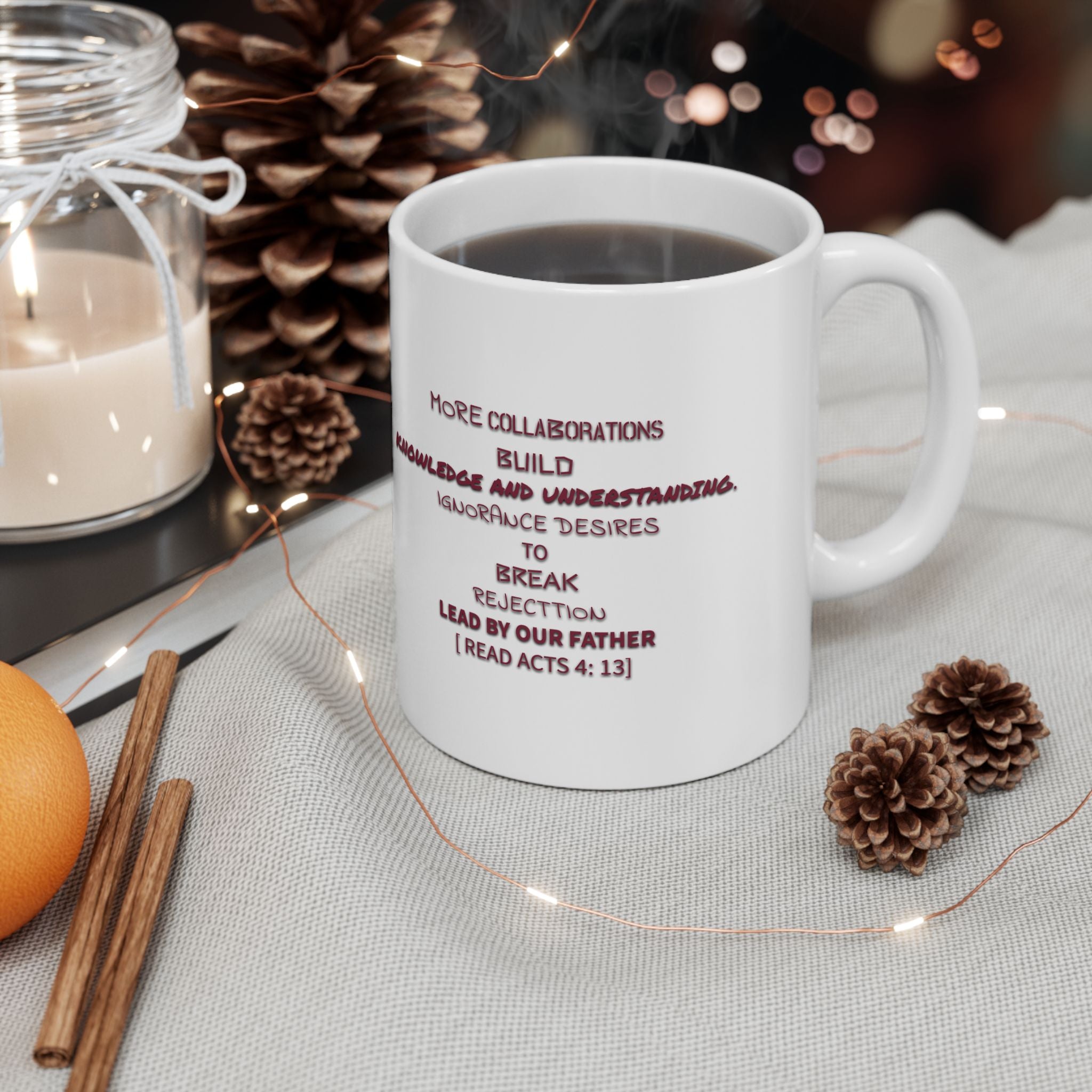Maroon Encouragement for Breaks Build Acts 4:13 Ceramic Mug 11oz Soulful Delights