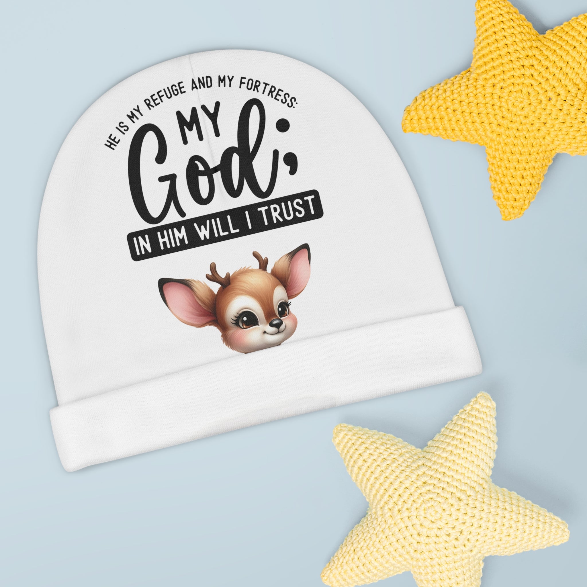 Little Fawn Baby Beanie Winter Ski Hat Knitted Unisex Cuffed Covering for Infants