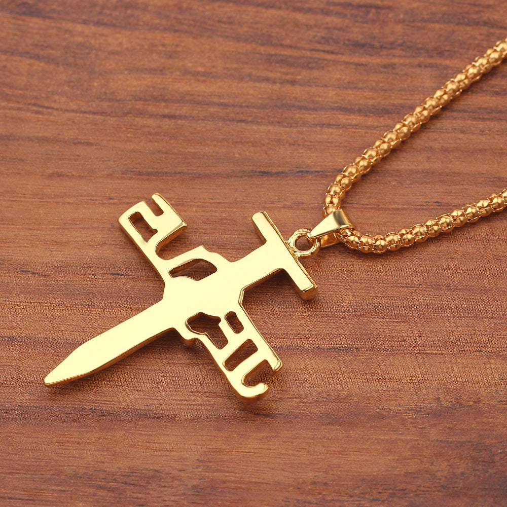 Jesus on the Cross Charm Religion Necklace Alloy Jesus Letters Nails Gold