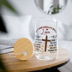 Biblical Verse 1 Corinthians 13 Inspiring Sipper Glass Cup Ice Coffee Glass 16oz with Straw and Lid