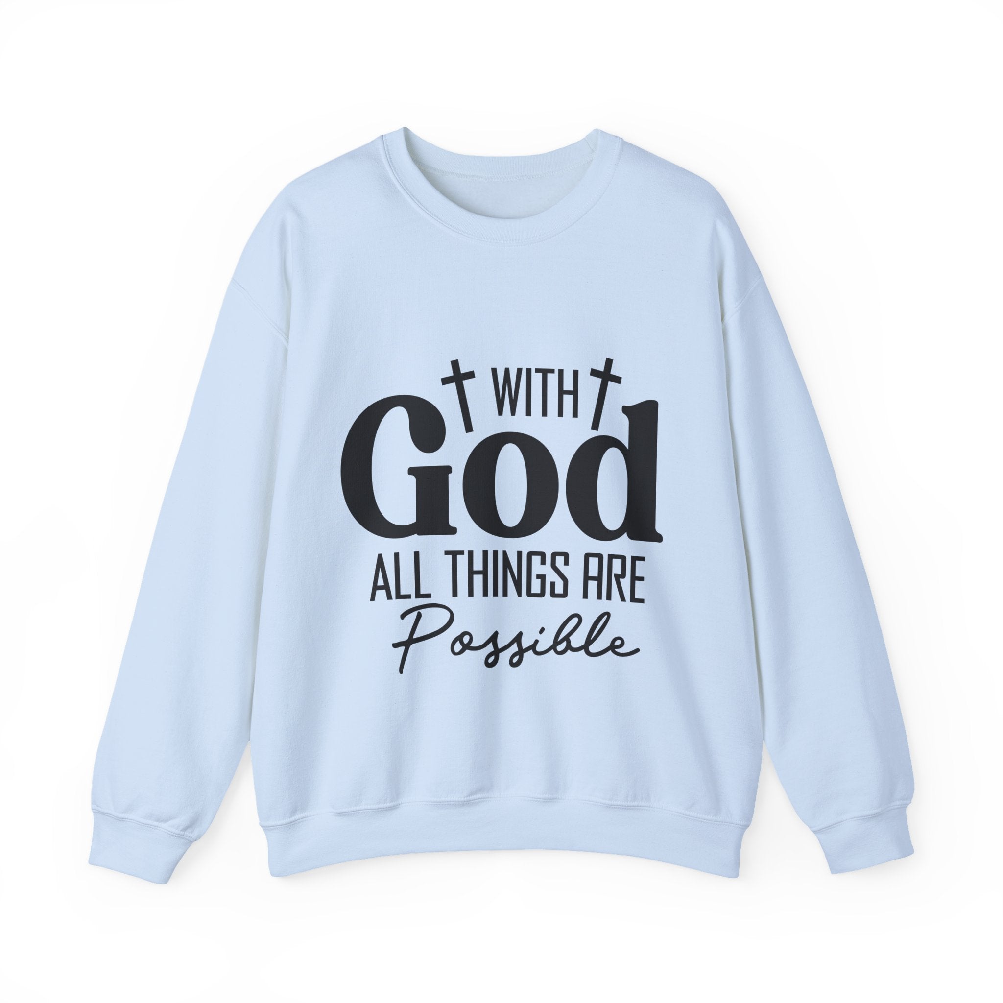 Christian All Things Are Possible Unisex Heavy Blend™ Crewneck Sweatshirt Unisex Ultra Cotton Tee Curved Neck