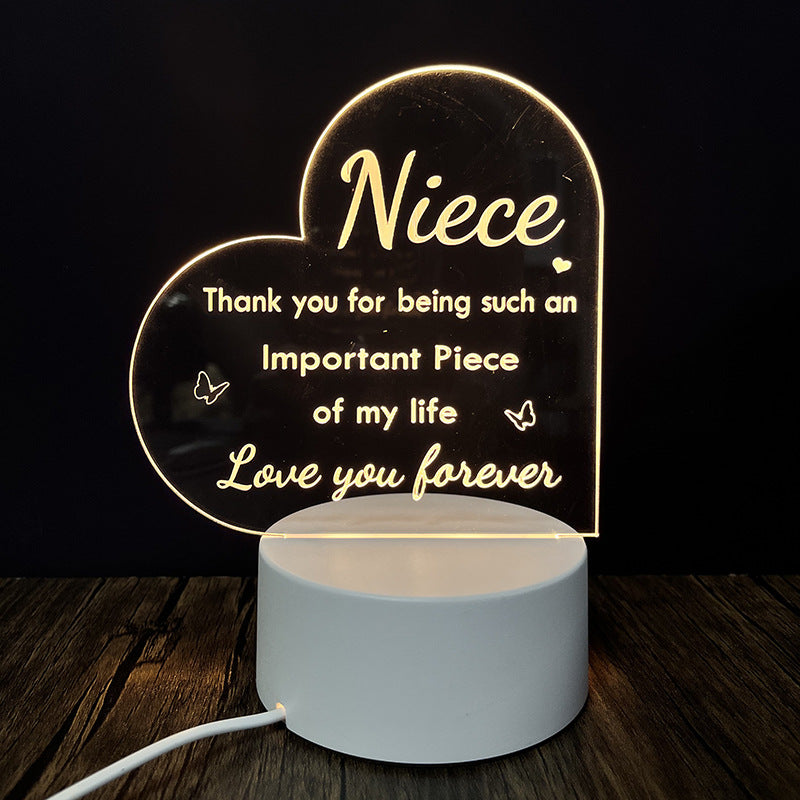 3D Heart Shaped Night Lamp - USB LED Table Light with Blessings | ST. VON'S FLAIR