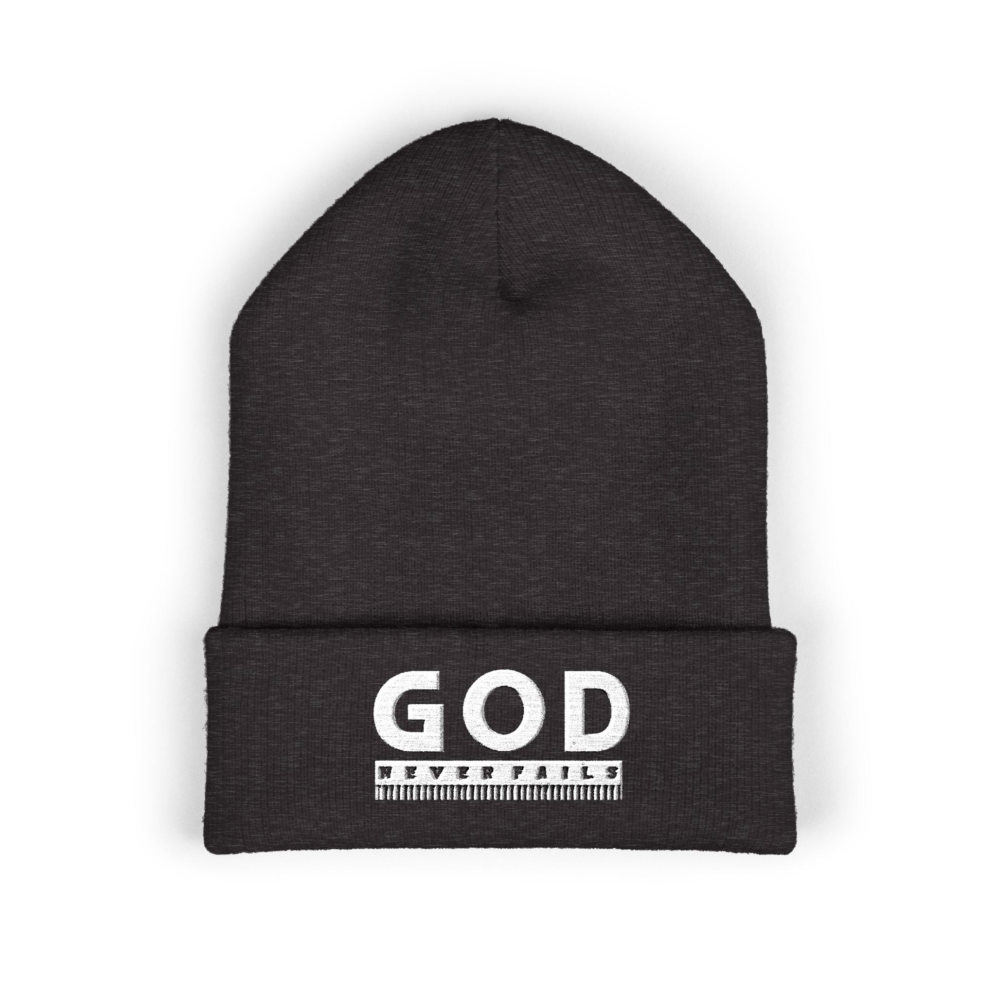 God Never Fails Embroidered Cuffed Beanie
