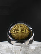 Christian Order Of  Benedict In Titanium And Bronze Ring