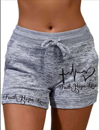 Inspired Hope Workout Pants  Ladies Faith Hope Love Printed Lace-up Shorts