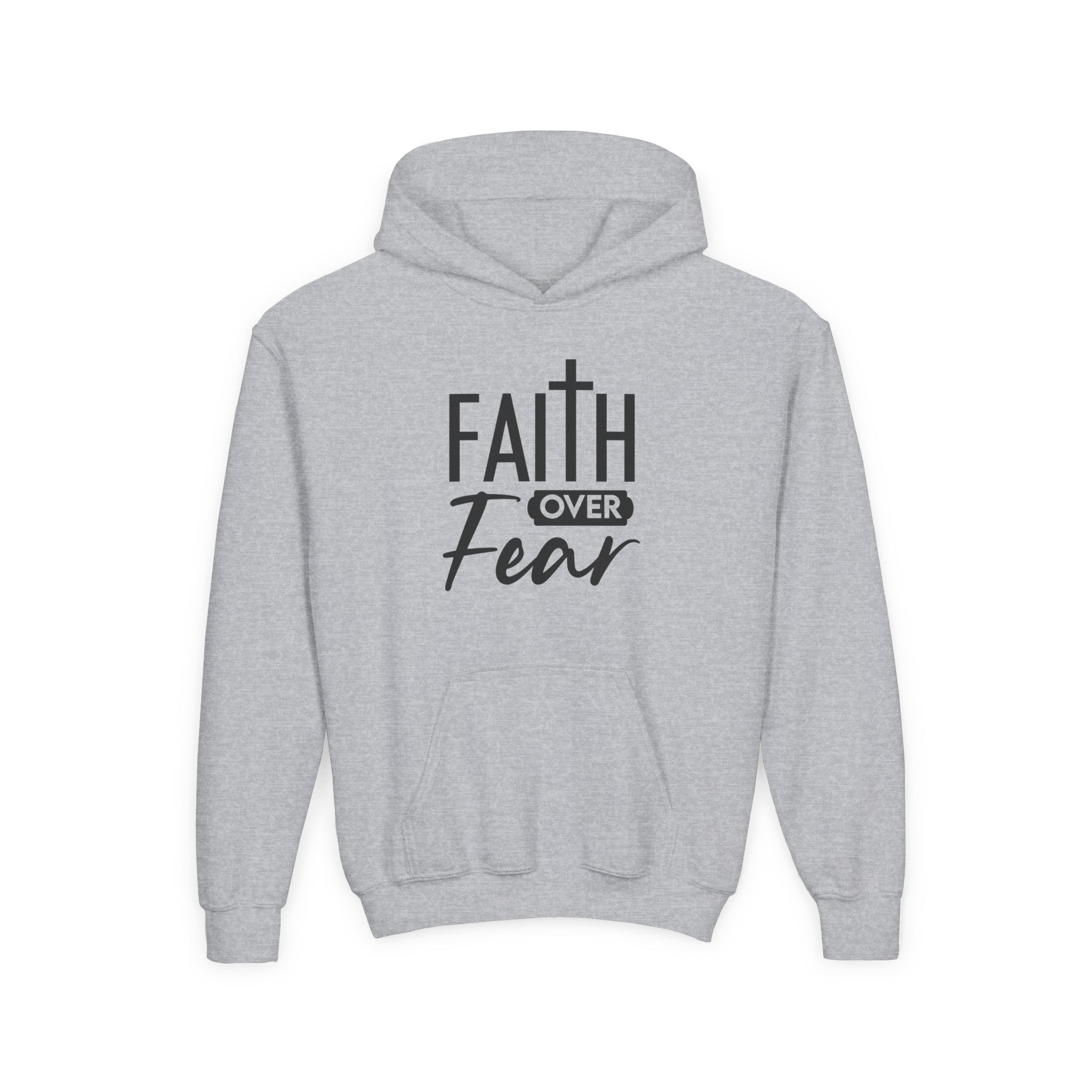 Youth Faith Over Fear Hoodie Kangaroo Pouch Active Wear