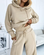 Women's Hoodie Sweatsuit Set - Casual 2-Piece Outfit Drawstring Pockets Sweatpants| ST. VON'S FLAIR